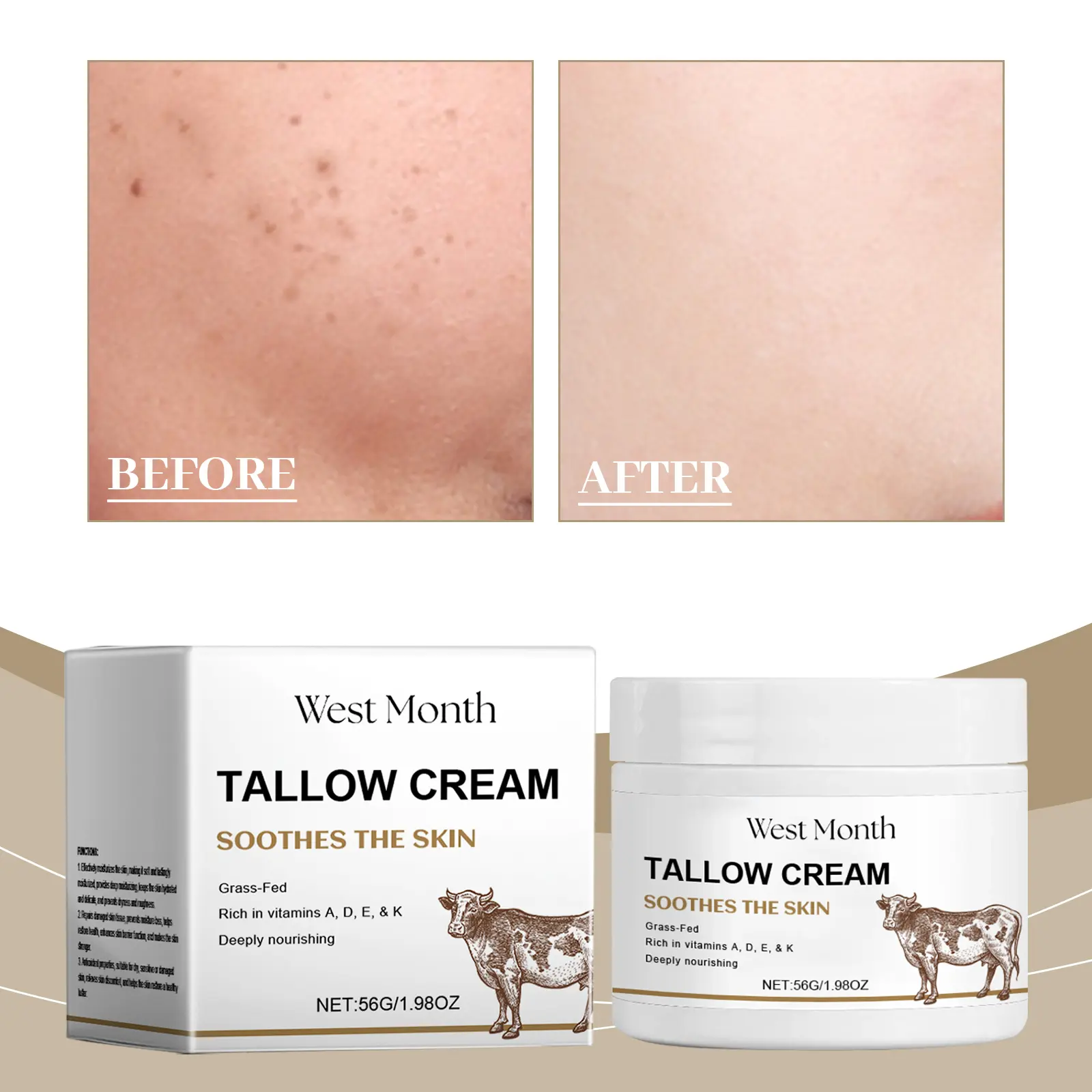 Tallow Moisturizer with Vitamin K2 and Retinol - West&Month 2 tallow moisturizer nourish moisturize skin West Month 522 7973