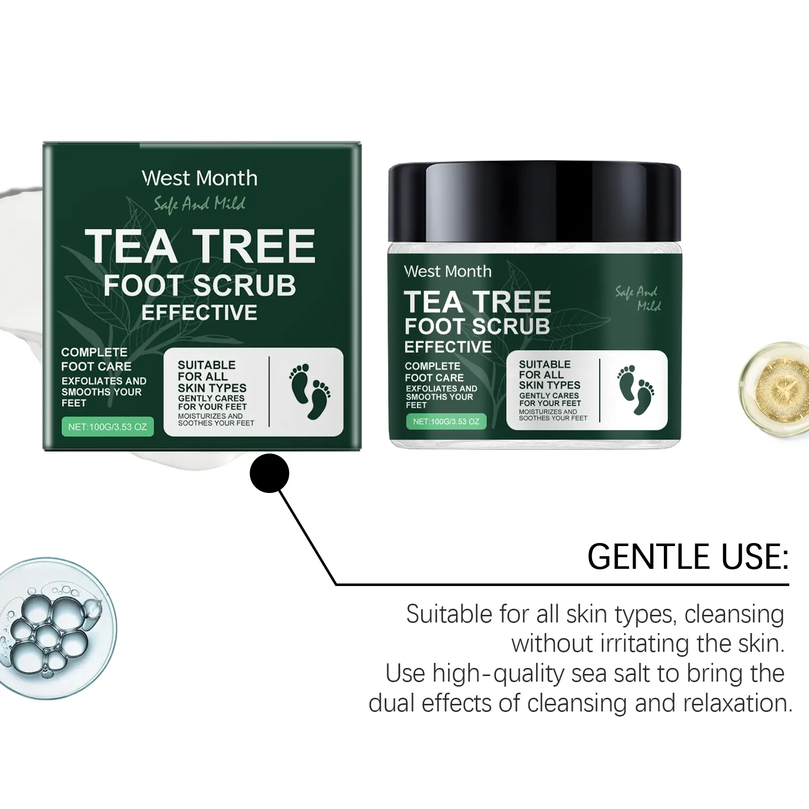 West&Month Tea Tree Foot Scrub for Callus Softening & Smooth Skin 6 tea tree foot scrub soften horny tender West Month 111 2509