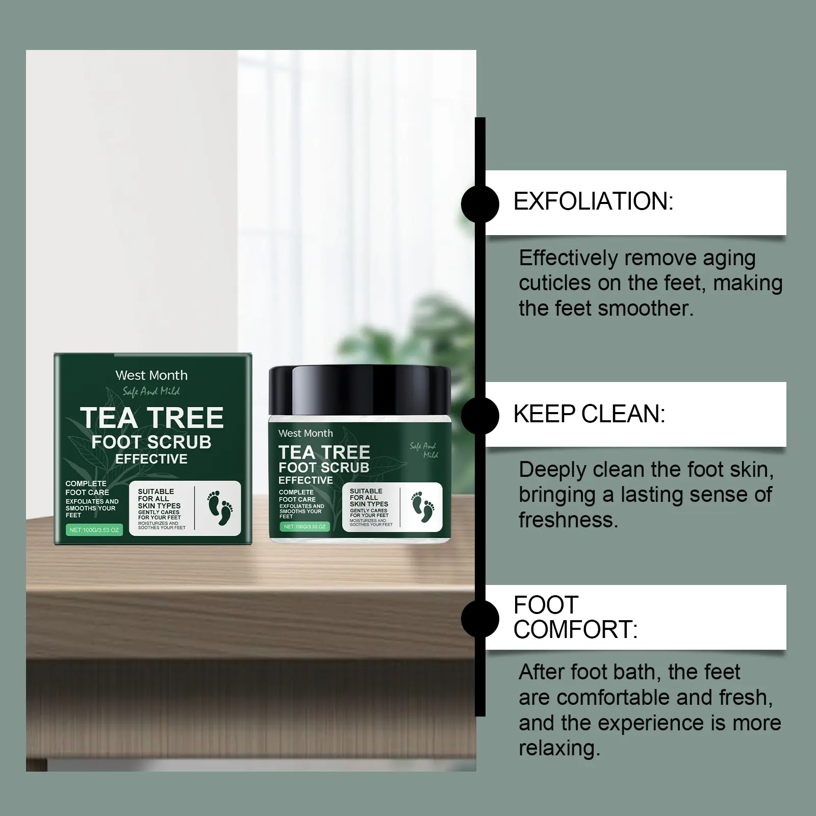 West&Month Tea Tree Foot Scrub for Callus Softening & Smooth Skin 5 tea tree foot scrub soften horny tender West Month 111 2513