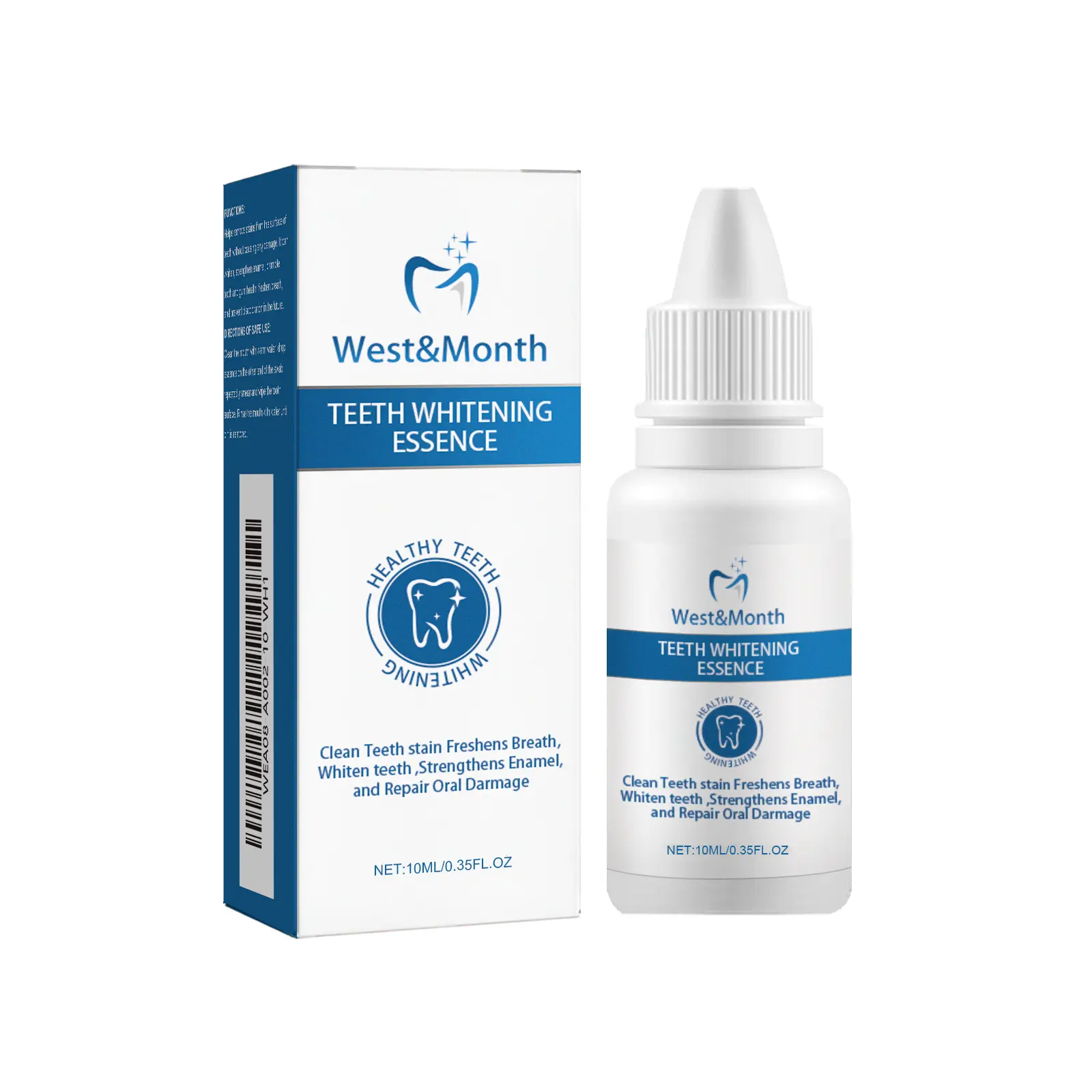 West & Month Teeth Whitening Essence Review: My Messy, Honest Thoughts 1 West & Month Teeth Whitening Essence bottle and applicator on bathroom counter