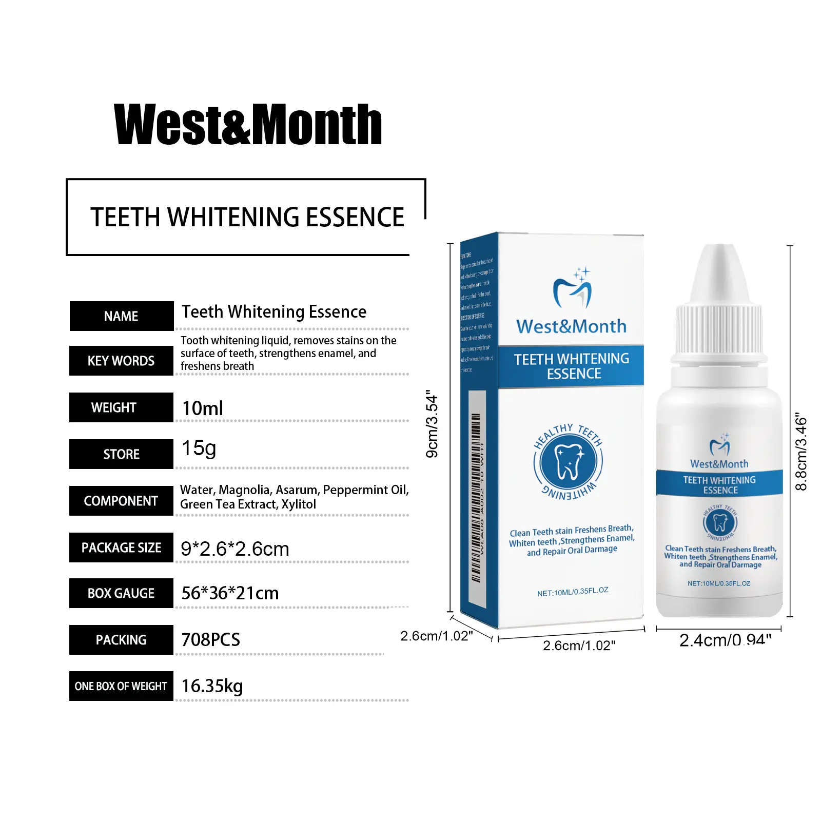 Teeth Whitening Essence Stain & Tartar Remover for Fresh Breath - West&Month 1 teeth whitening essence clean stains tartar West Month 129 2725