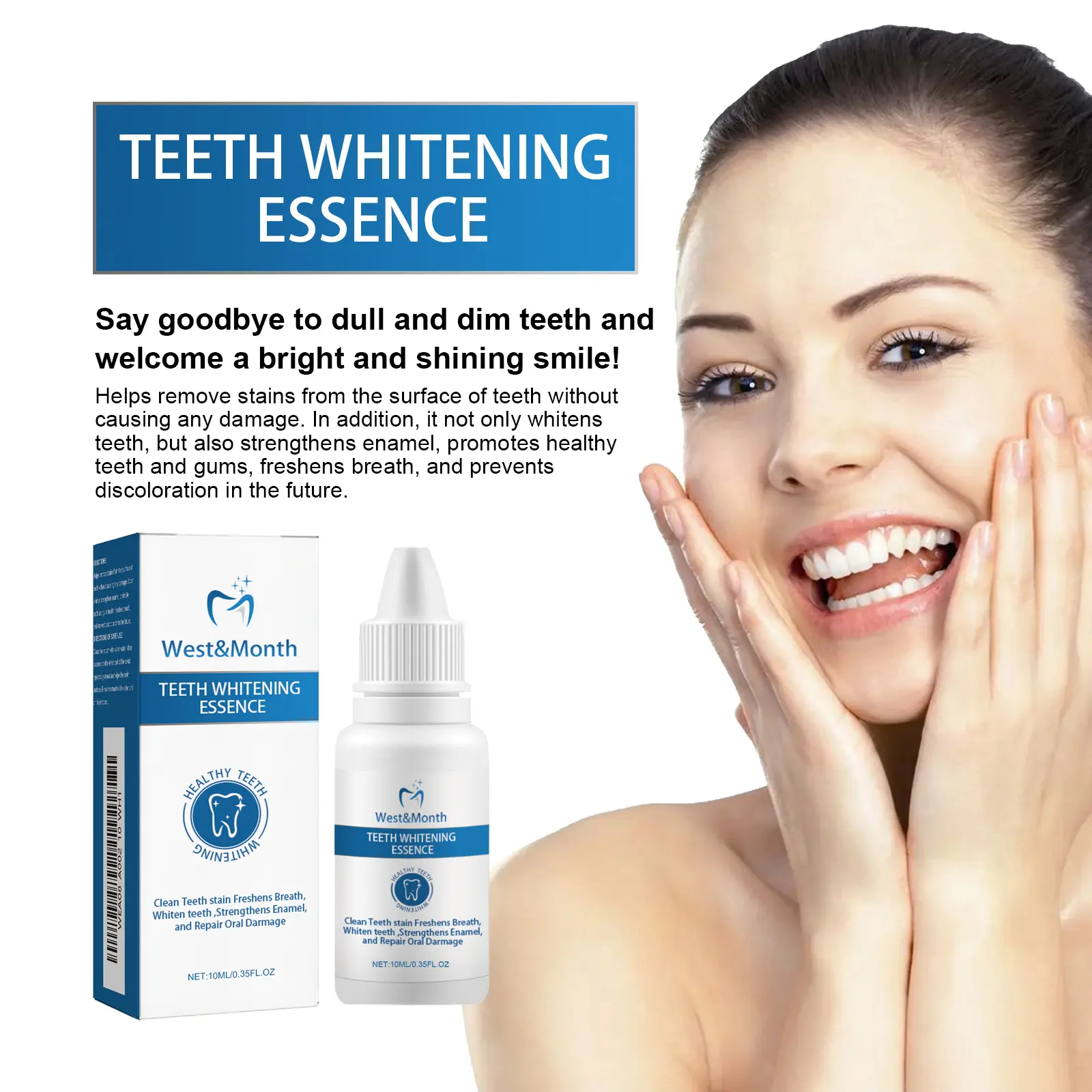 Teeth Whitening Essence Stain & Tartar Remover for Fresh Breath - West&Month 4 teeth whitening essence clean stains tartar West Month 129 2726