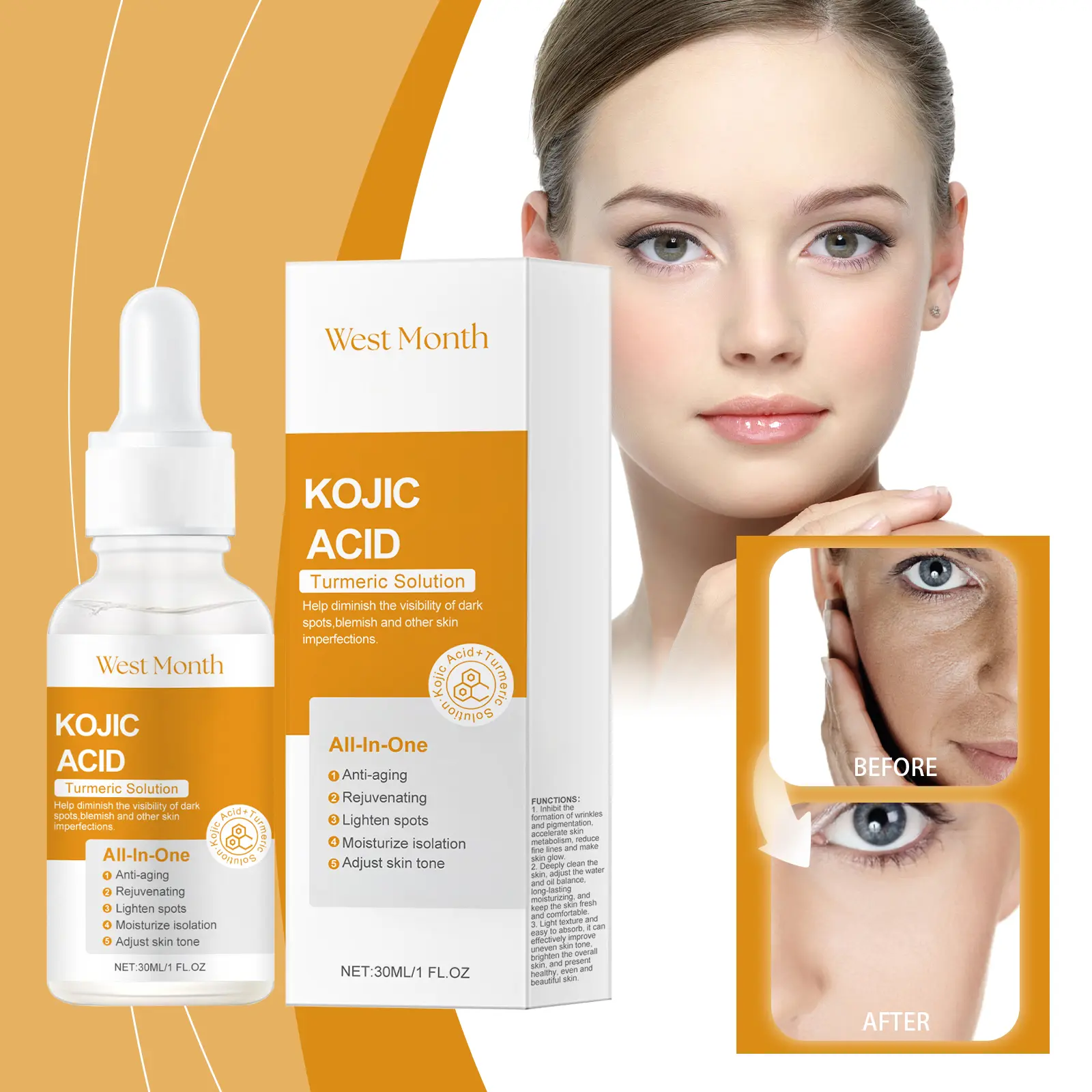 West&Month Turmeric Acid Essence Review: My 30-Day Skin Test 2 Close-up of West&Month serum droplet on fingertips