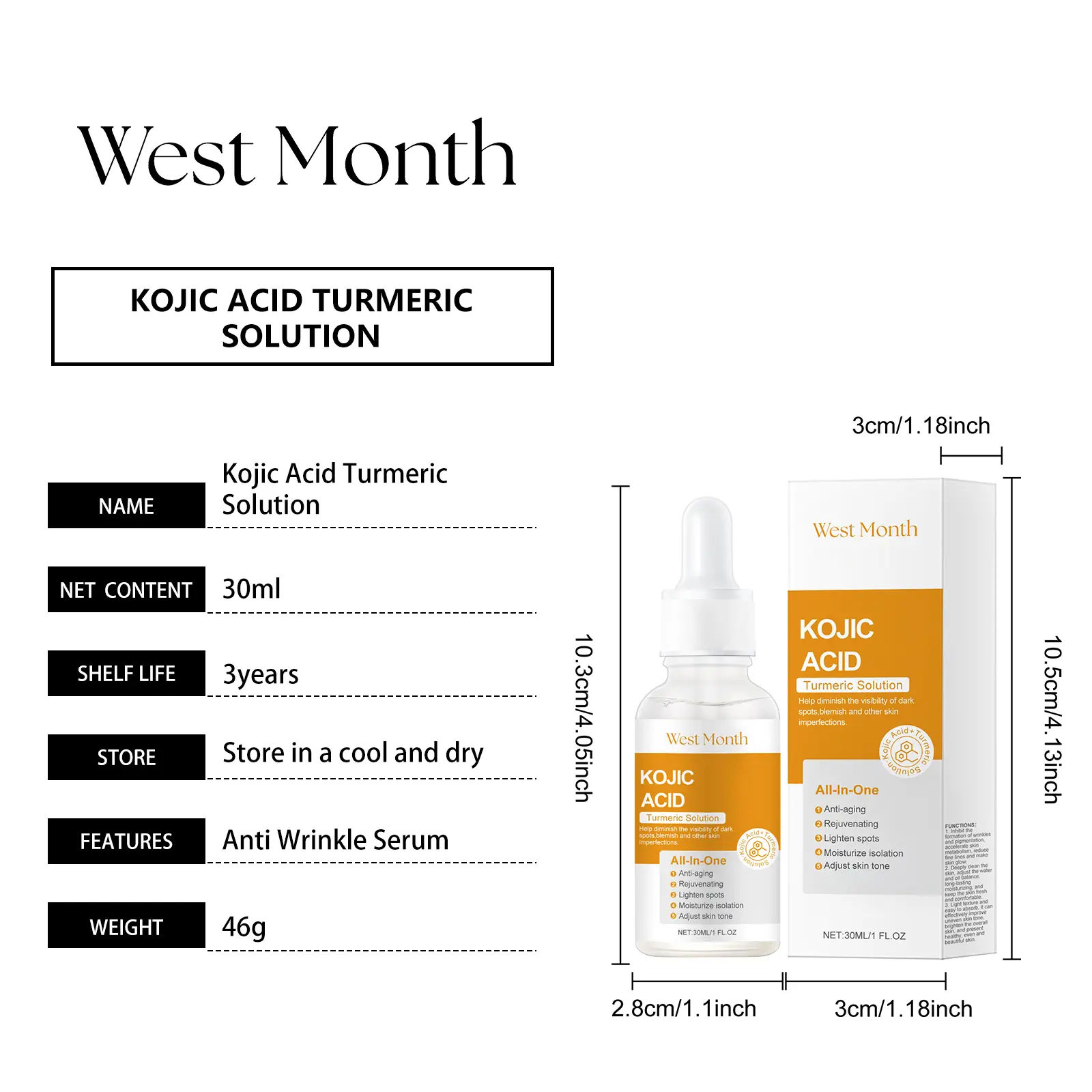 Turmeric Acid Essence Hydrating & Brightening Facial Serum West&Month 1 turmeric acid essence hydrate natural shine West Month 159 3104