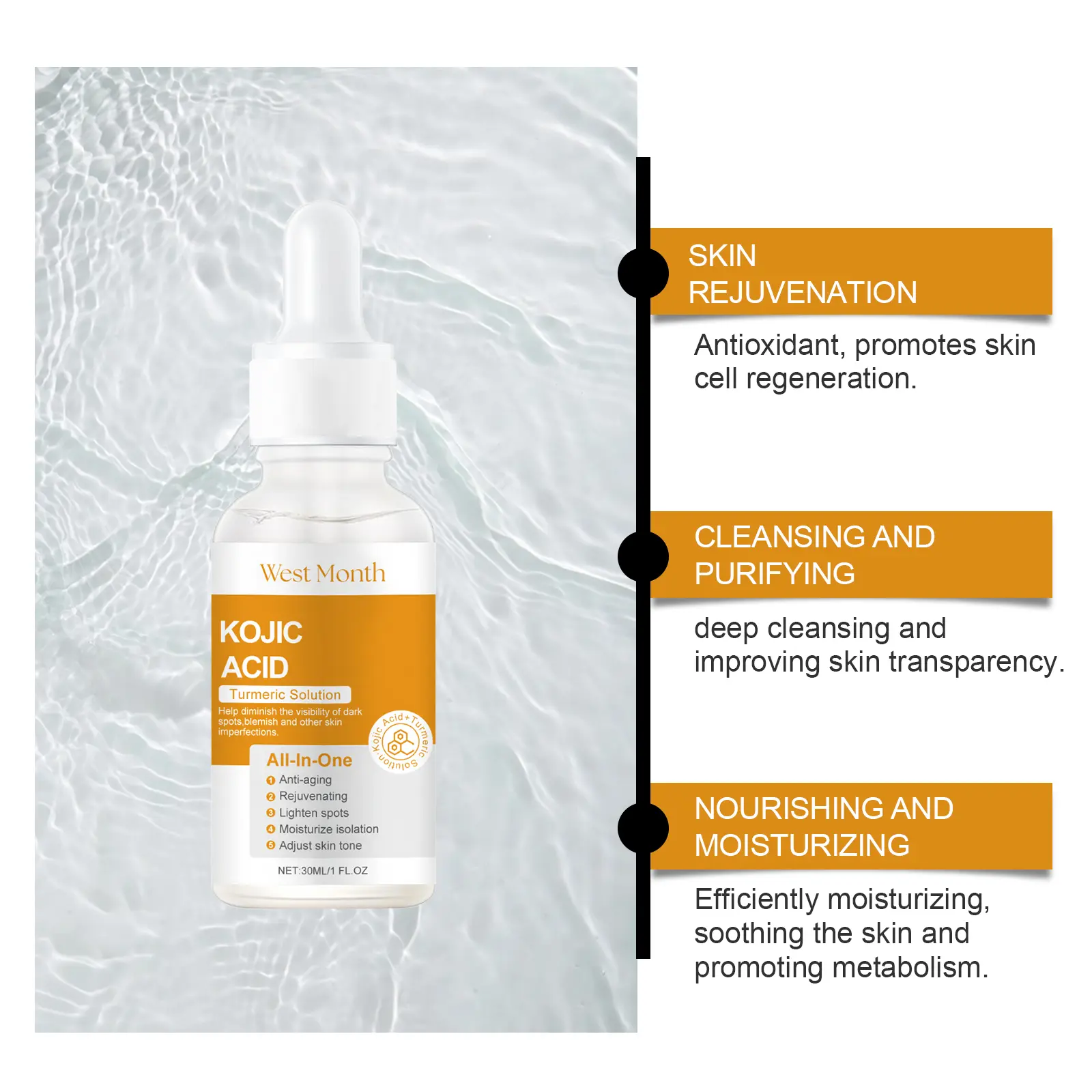 Turmeric Acid Essence Hydrating & Brightening Facial Serum West&Month 8 turmeric acid essence hydrate natural shine West Month 159 3110