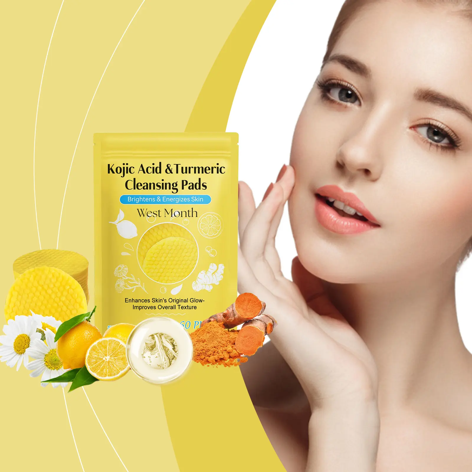 Turmeric Acid Cleansing Pad for Brightening & Moisturizing - West&Month 2 turmeric acid pad brighten clean moisturize West Month 189 3483