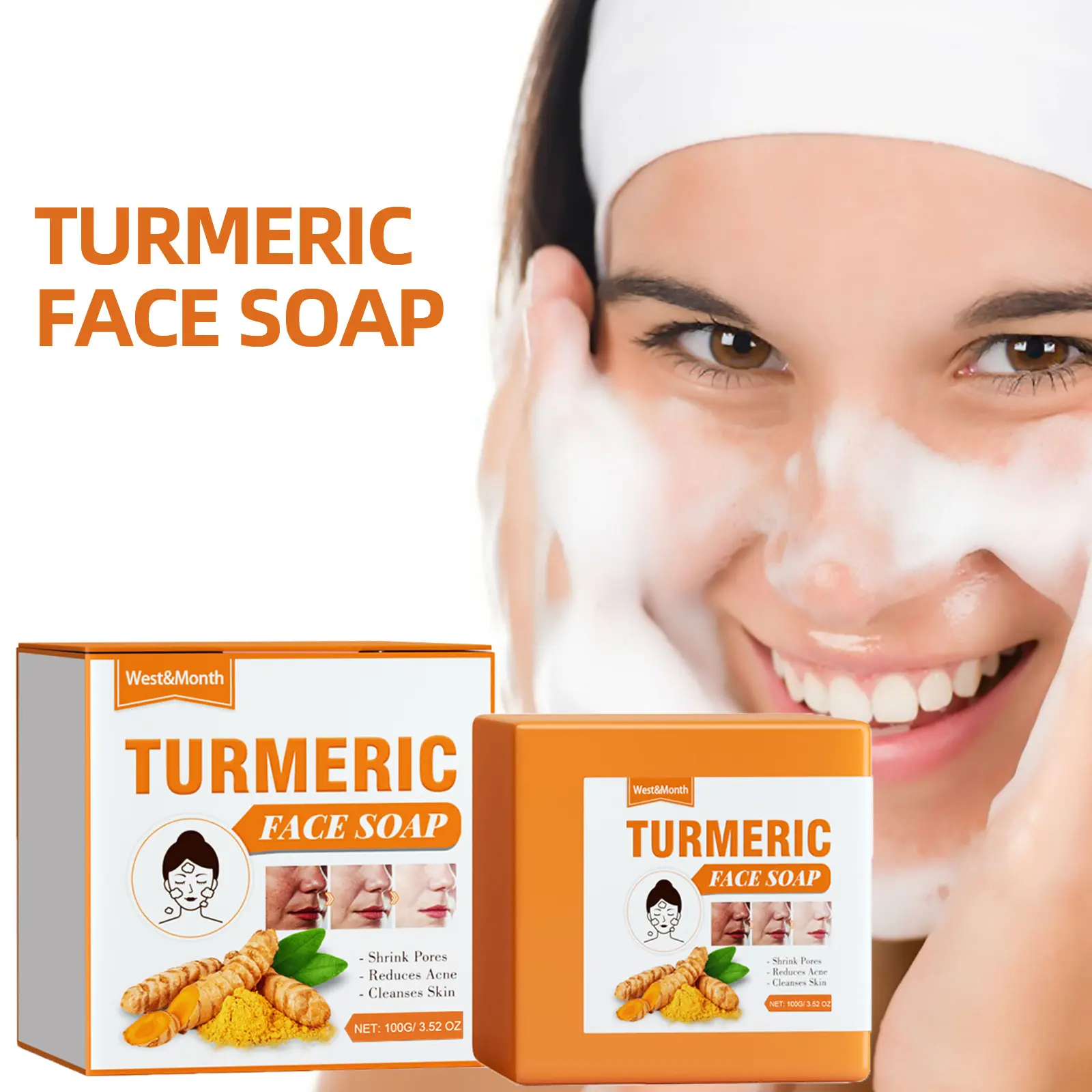 Turmeric Face Soap for Brighter Skin - West&Month 2 turmeric face soap repair fade spots West Month 011 1246