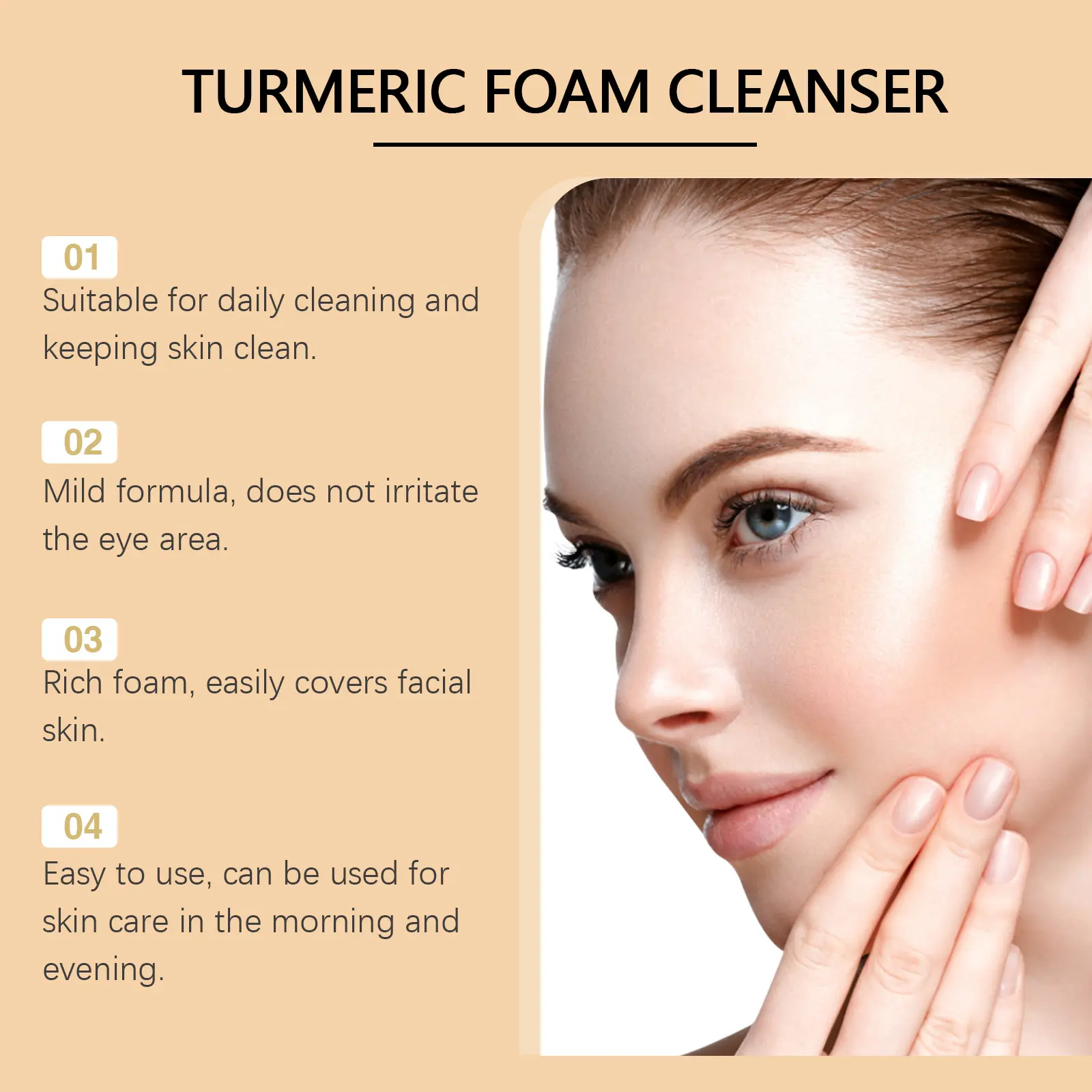 Turmeric Foam Cleanser for Deep Pore Cleansing and Moisturizing - West&Month 7 turmeric foam cleanser gentle clean moisturize West Month 263 4409