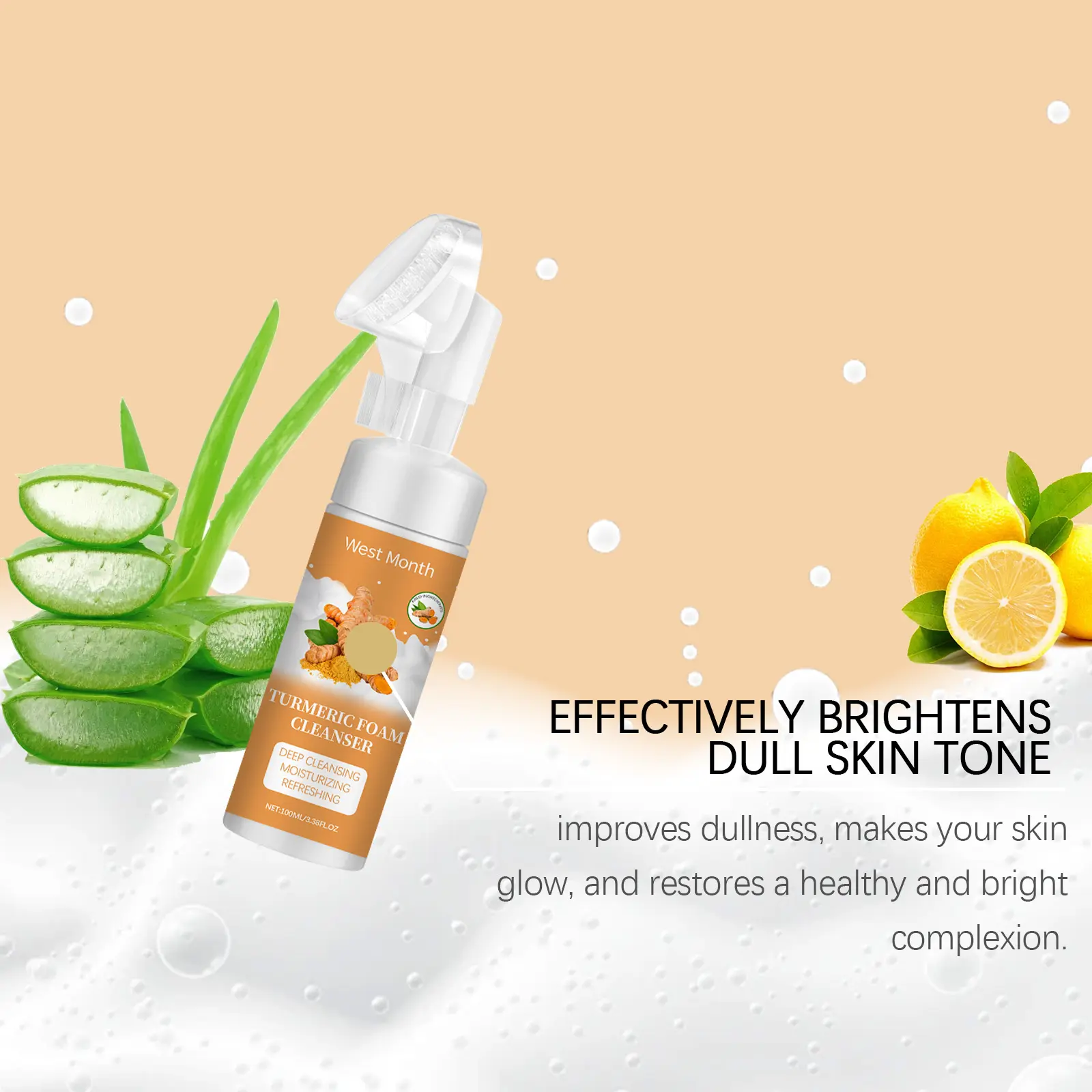Turmeric Foam Cleanser for Deep Pore Cleansing and Moisturizing - West&Month 8 turmeric foam cleanser gentle clean moisturize West Month 263 4410