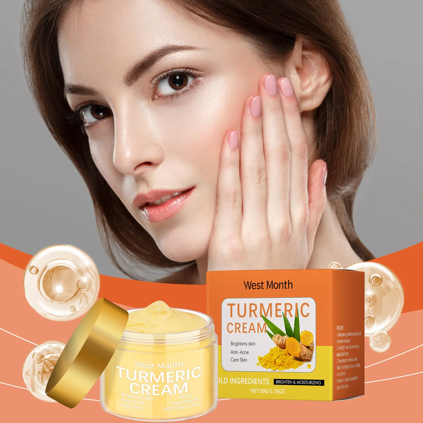 West&Month Turmeric Face Cream Review: My Unexpected Results 2 Close-up of the West&Month cream texture on skin
