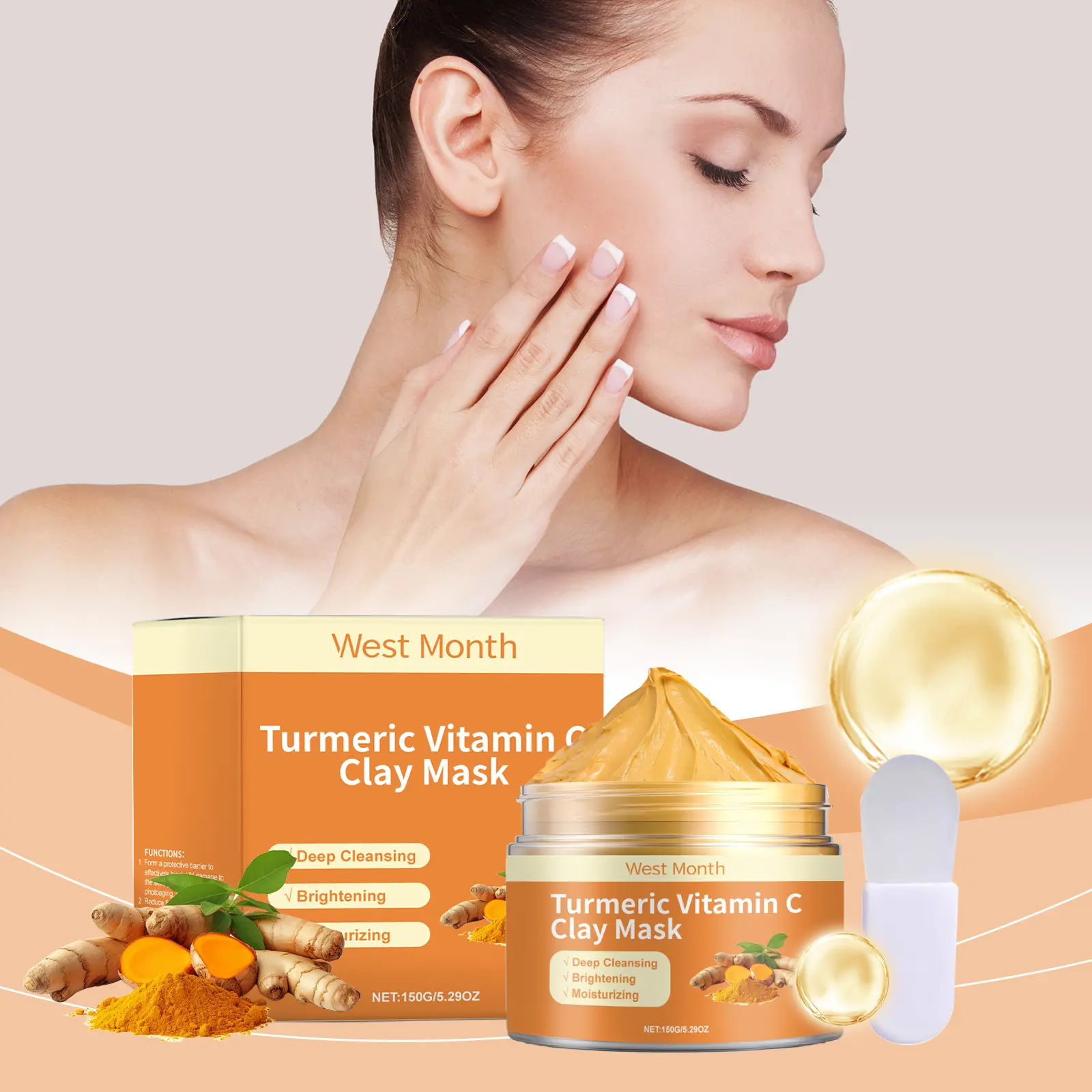 West&Month Turmeric & Vitamin C Mud Mask Review: The Unfiltered Truth 2 Close up of the West&Month mud mask texture on skin