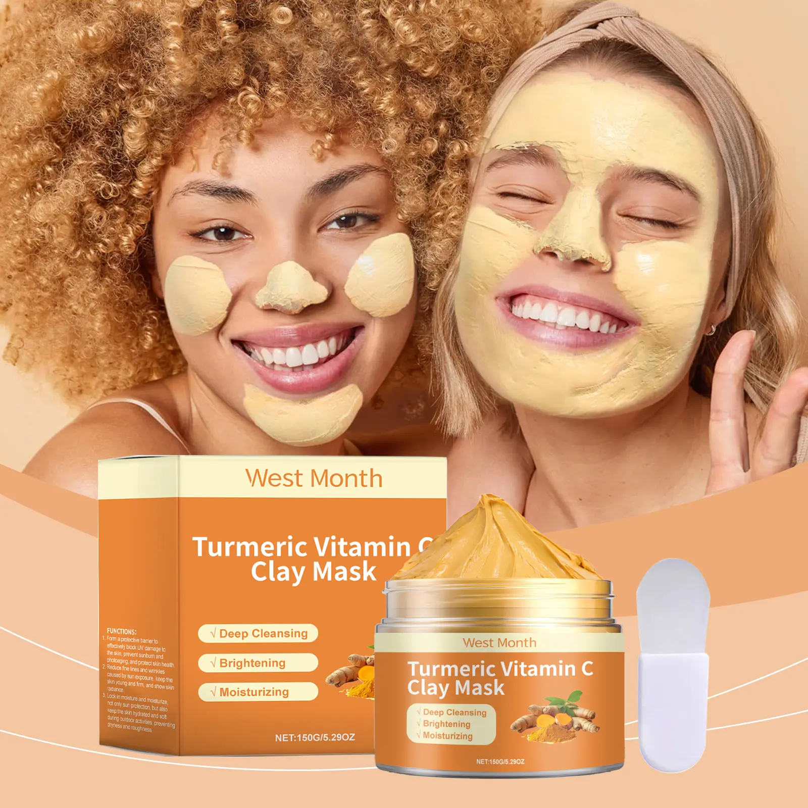 Turmeric Vitamin C Mask for Oil Control & Pore Cleansing - West&Month 2 turmeric vitamin c mud film refresh control acne West Month 184 3419