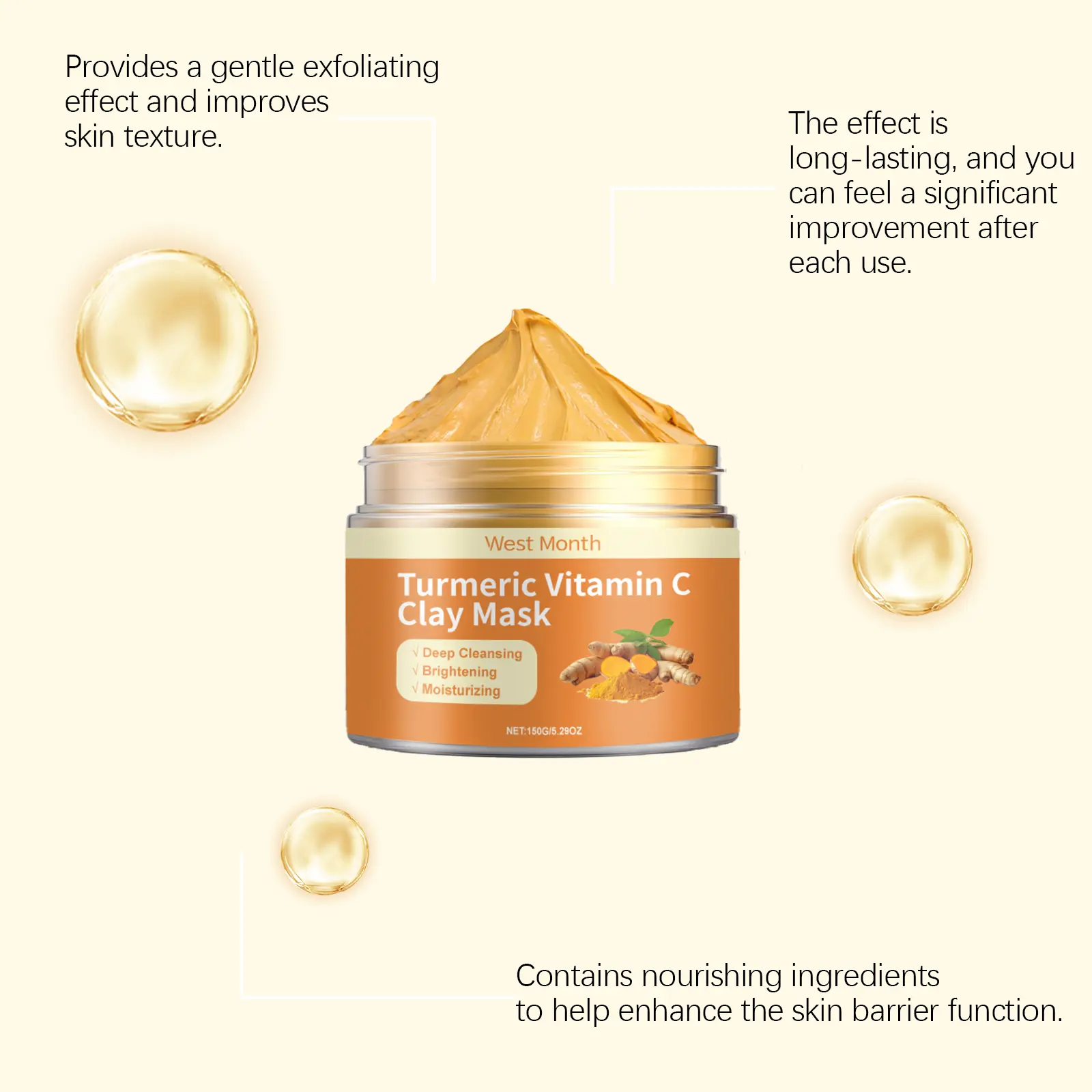 Turmeric Vitamin C Mask for Oil Control & Pore Cleansing - West&Month 6 turmeric vitamin c mud film refresh control acne West Month 184 3421