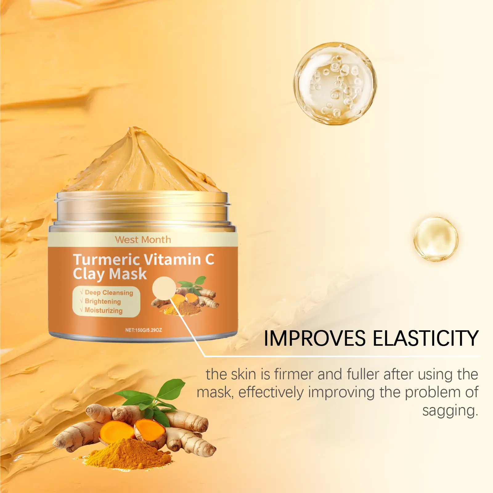 Turmeric Vitamin C Mask for Oil Control & Pore Cleansing - West&Month 7 turmeric vitamin c mud film refresh control acne West Month 184 3422