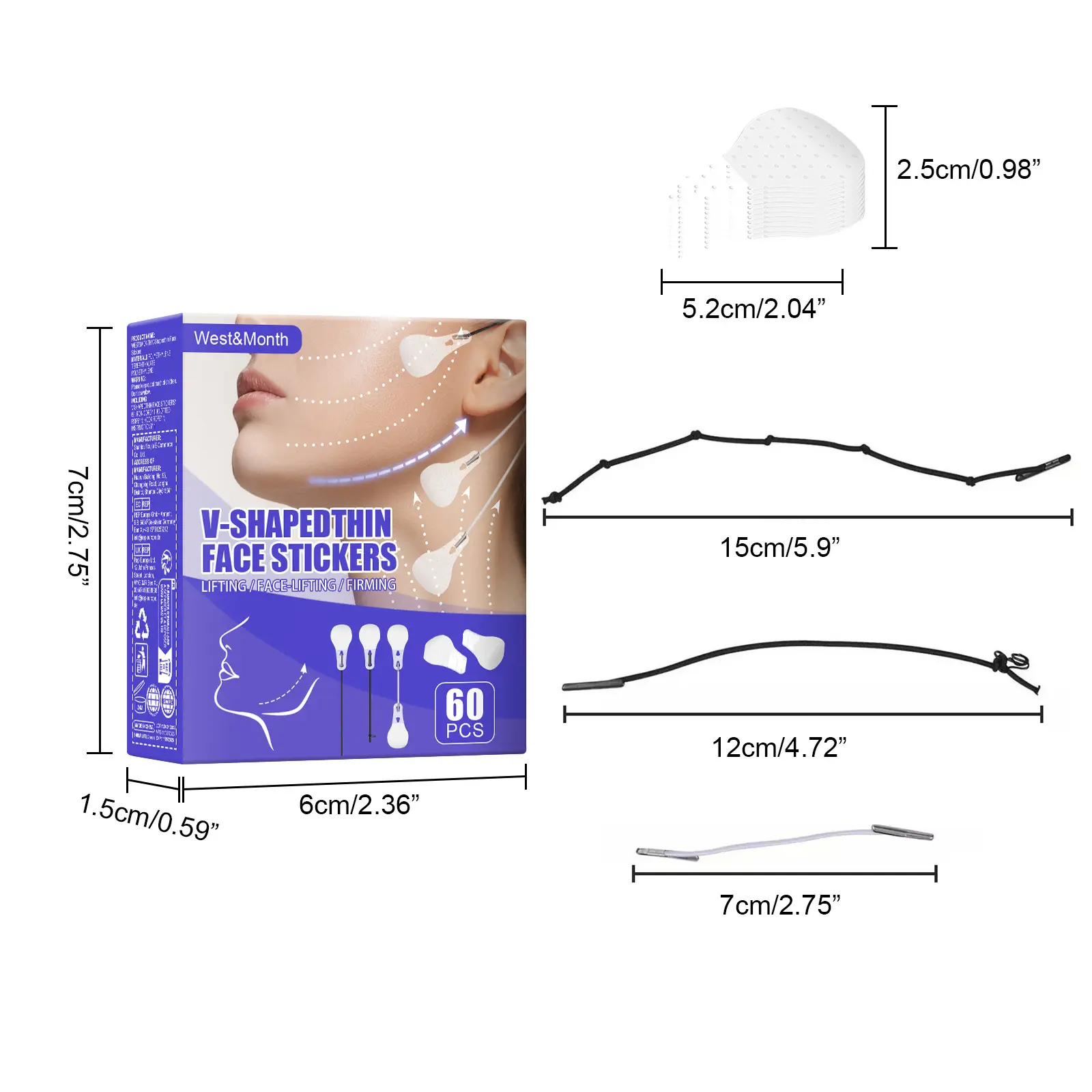 V-Shaped Face Stickers for Skin Firming and Chin Contouring - West&Month 1 v shaped face stickers firm slim lift West Month 269 4484