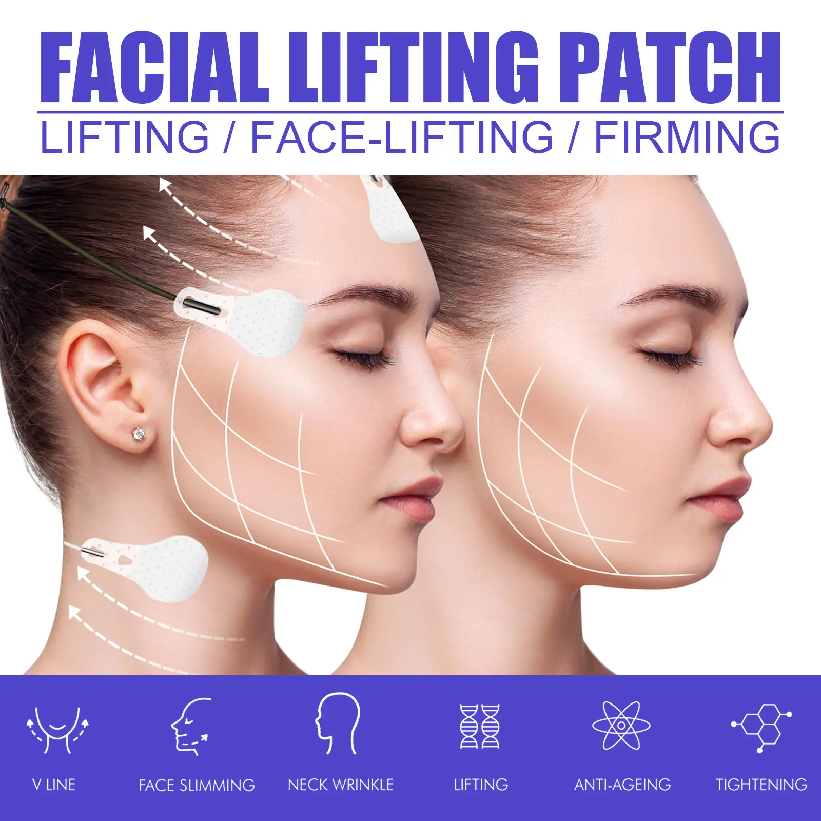 V-Shaped Face Stickers for Skin Firming and Chin Contouring - West&Month 6 v shaped face stickers firm slim lift West Month 269 4488
