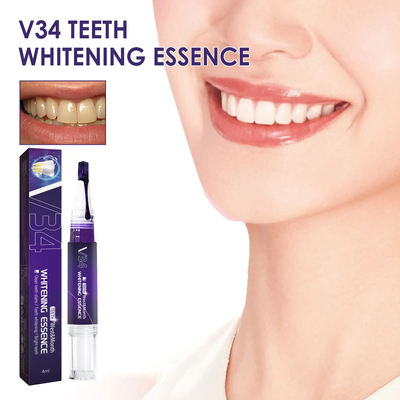 West&Month V34 Purple Teeth Whitening Pen Review: The Real Results After 2 Weeks 2 Close-up of the West&Month V34 pen applying gel to teeth
