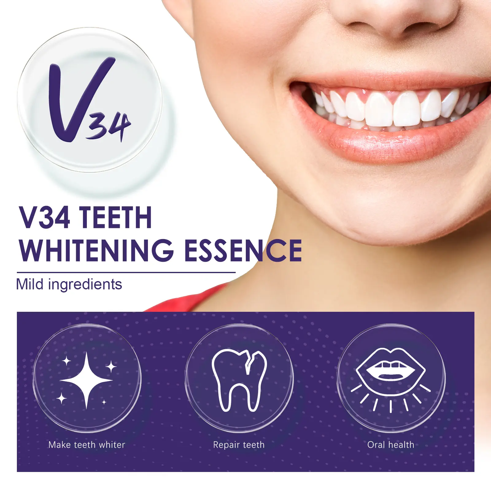 V34 Purple Teeth Whitening Pen for Stain Removal - West&Month 5 v34 purple teeth pen clean yellow tartar West Month 100 2377