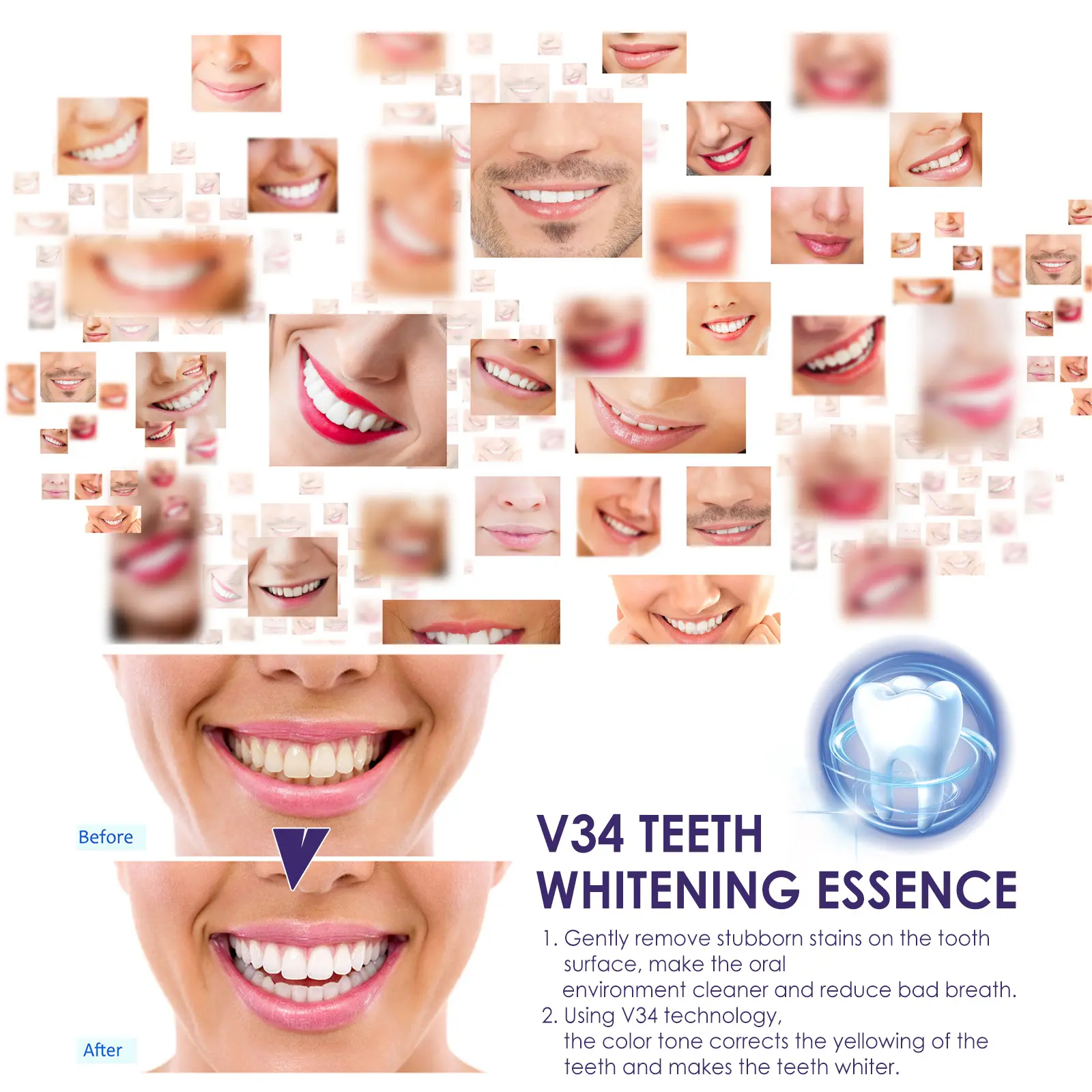 V34 Purple Teeth Whitening Pen for Stain Removal - West&Month 7 v34 purple teeth pen clean yellow tartar West Month 100 2379