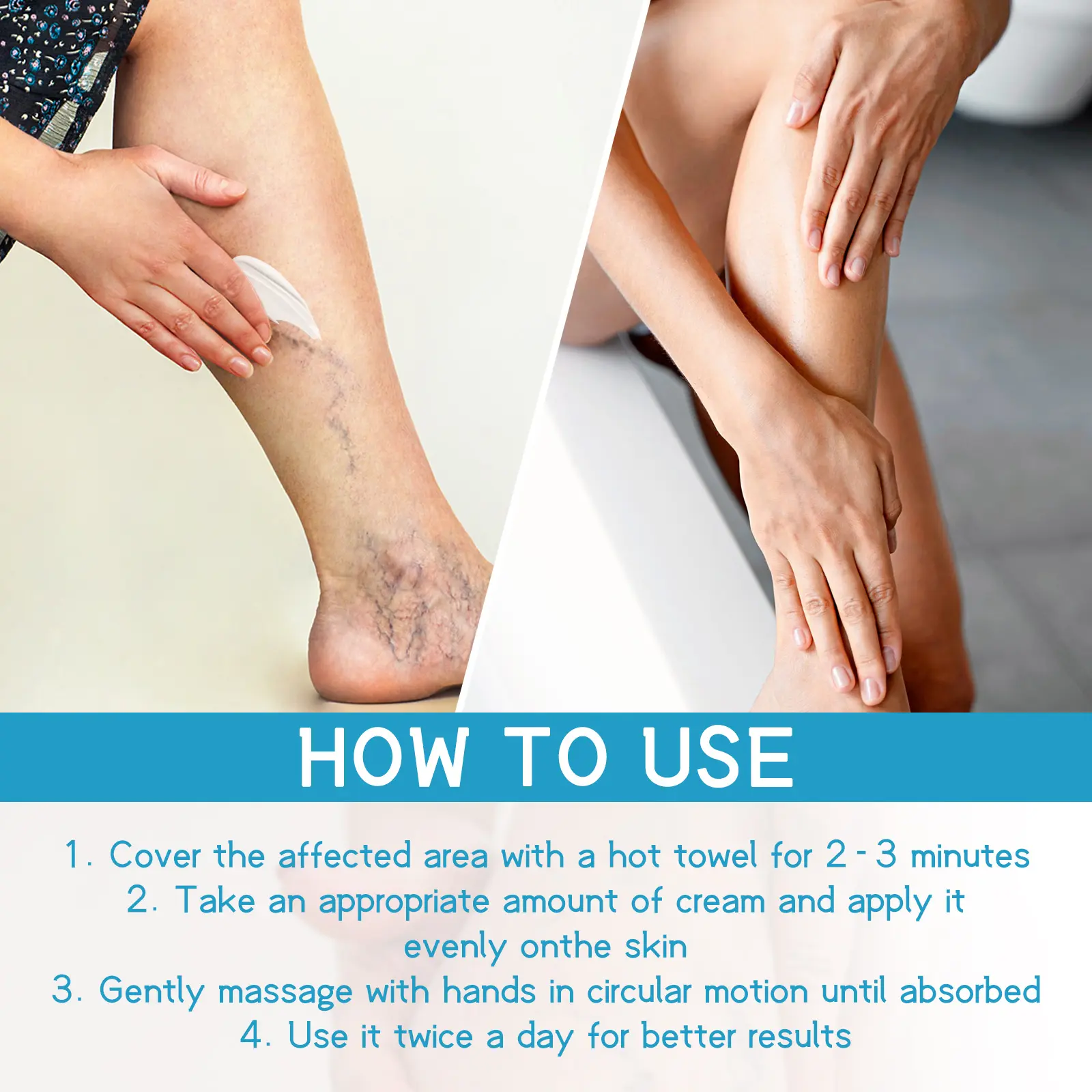Varicose Vein Cream for Soothing Leg Massage Care - West&Month 3 varicose vein cream relieve pain massage West Month 378 5936