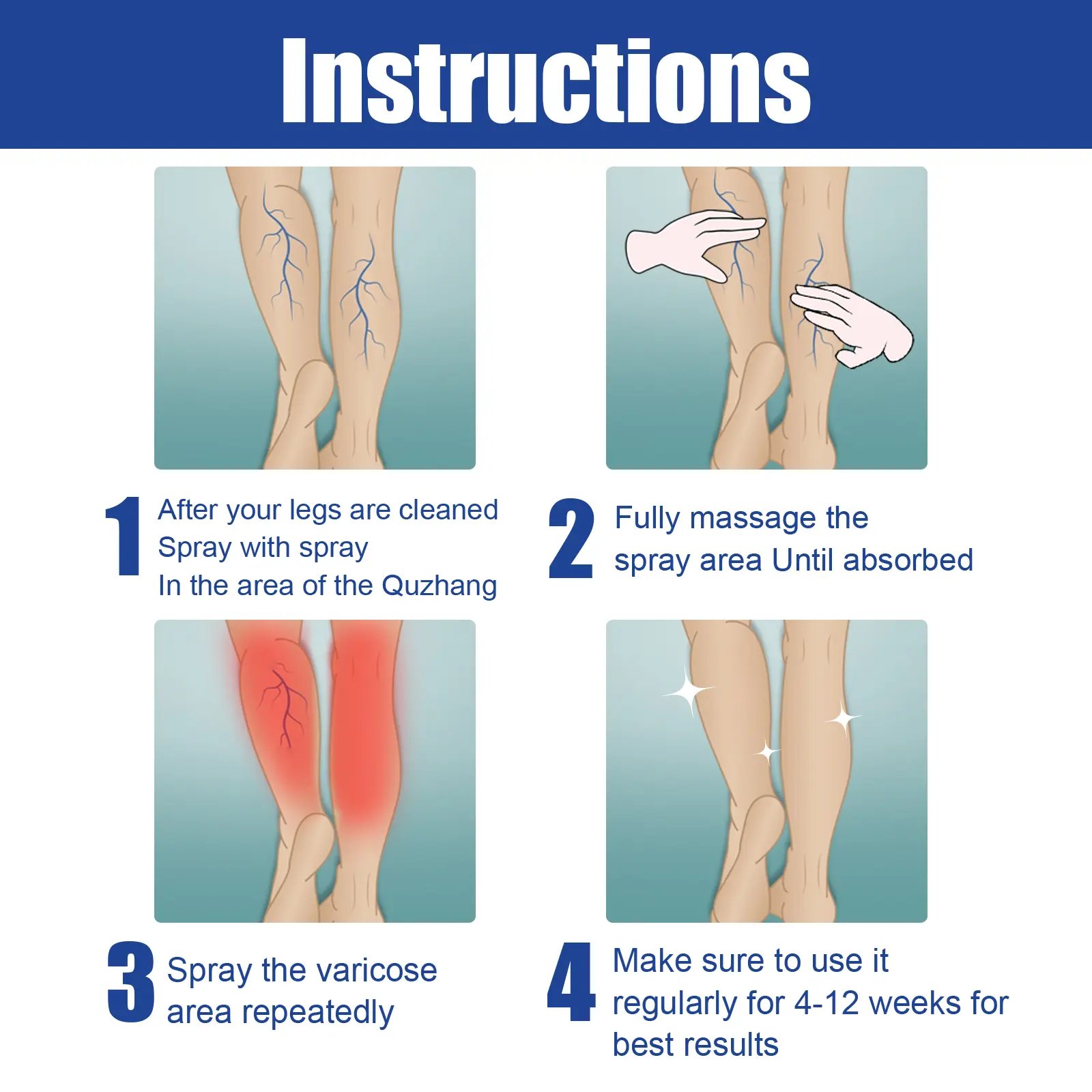 Varicose Vein Support Spray for Leg Wellness and Skin Comfort - West 3 varicose vein spray relieve bulge repair West Month 398 6220