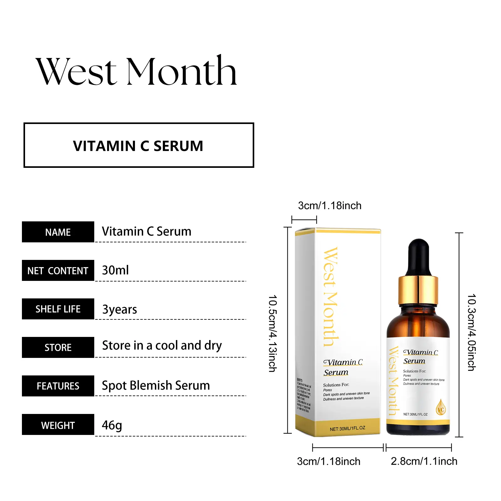Vitamin C Essence for Moisturizing & Brightening Skin - West&Month 1 vitamin c essence moisturize tender skin West Month 297 4866