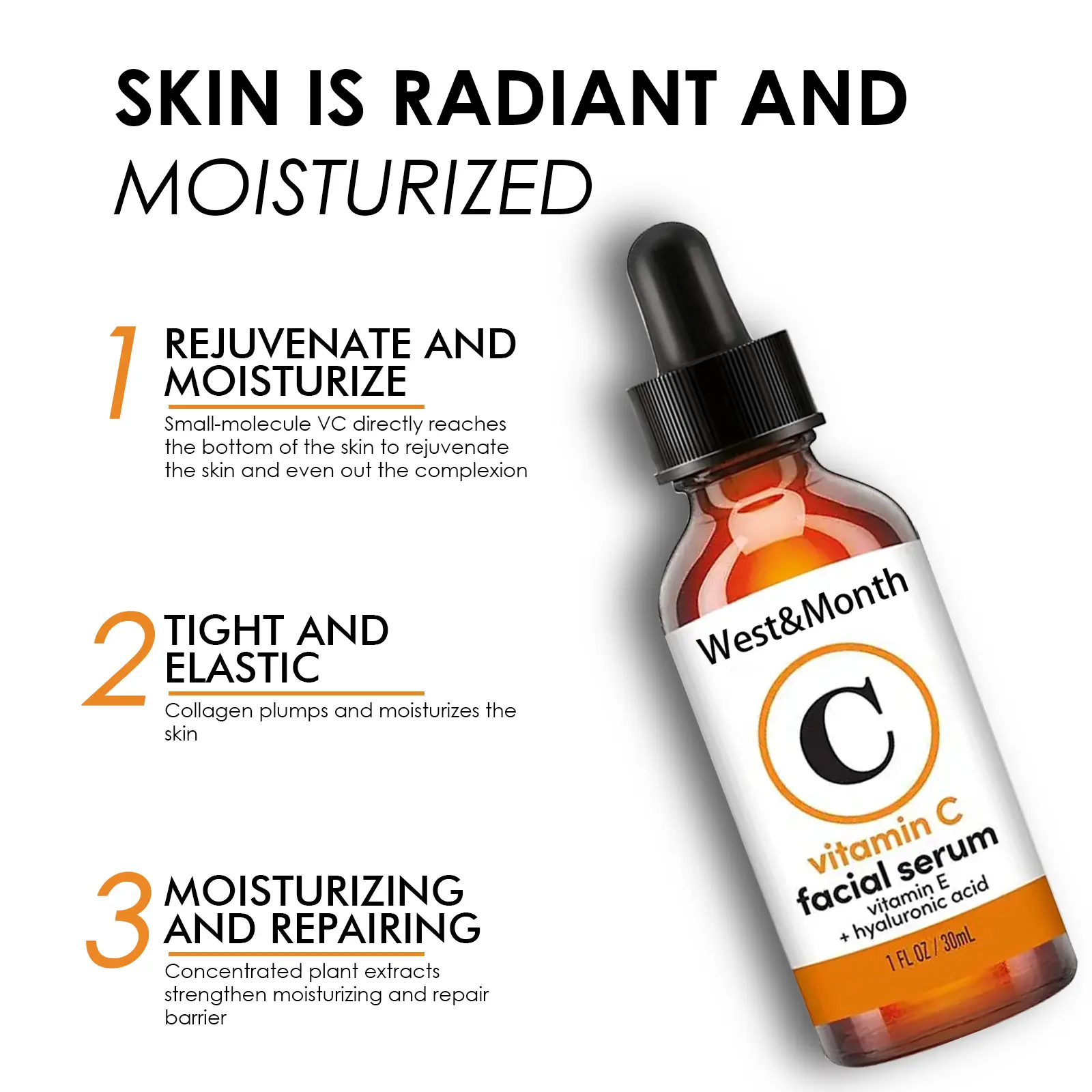 Vitamin C Face Serum - Brightening & Anti-Aging - West&Month 5 vitamin c face serum anti aging fade spots West Month 116 2579