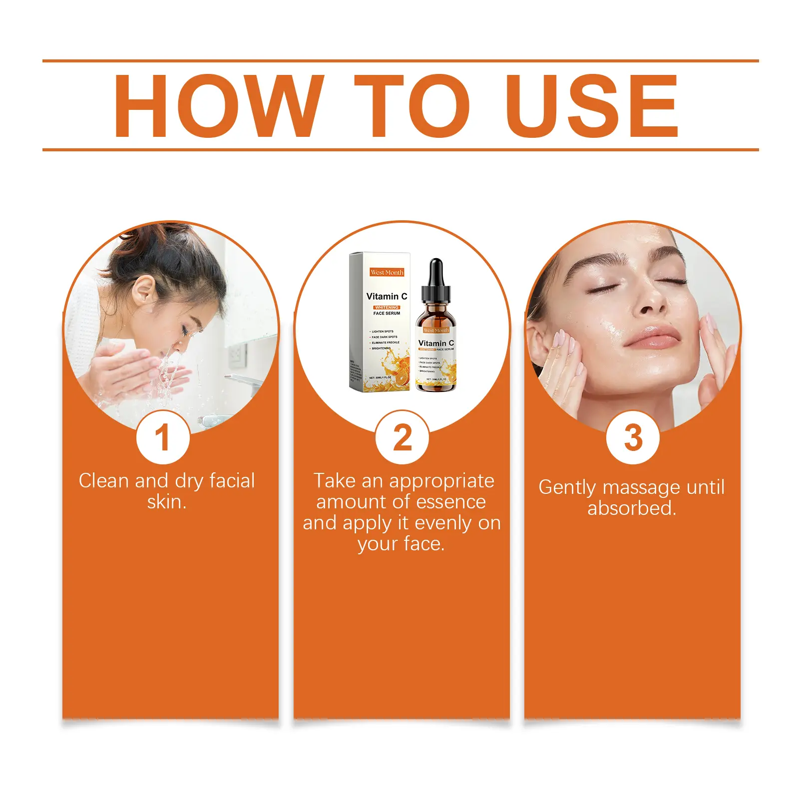 Vitamin C Face Serum for Brightening and Dark Spots - West&Month 4 vitamin c face serum moisturize brighten tender West Month 180 3368