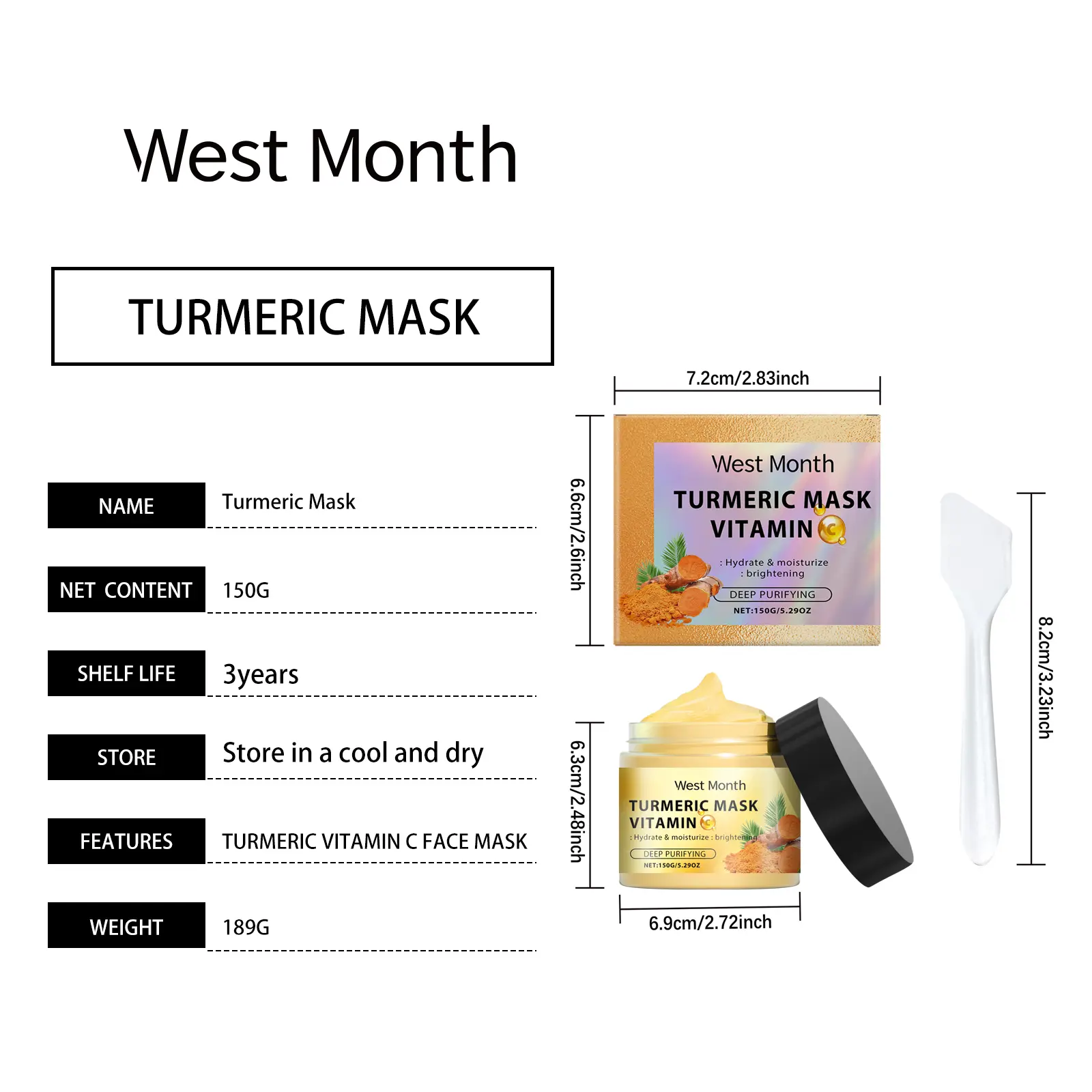 Vitamin C Turmeric Mud Mask for Brightening & Oil Control - West&Month 1 vitamin c turmeric mud mask cleansing firming West Month 131 2751