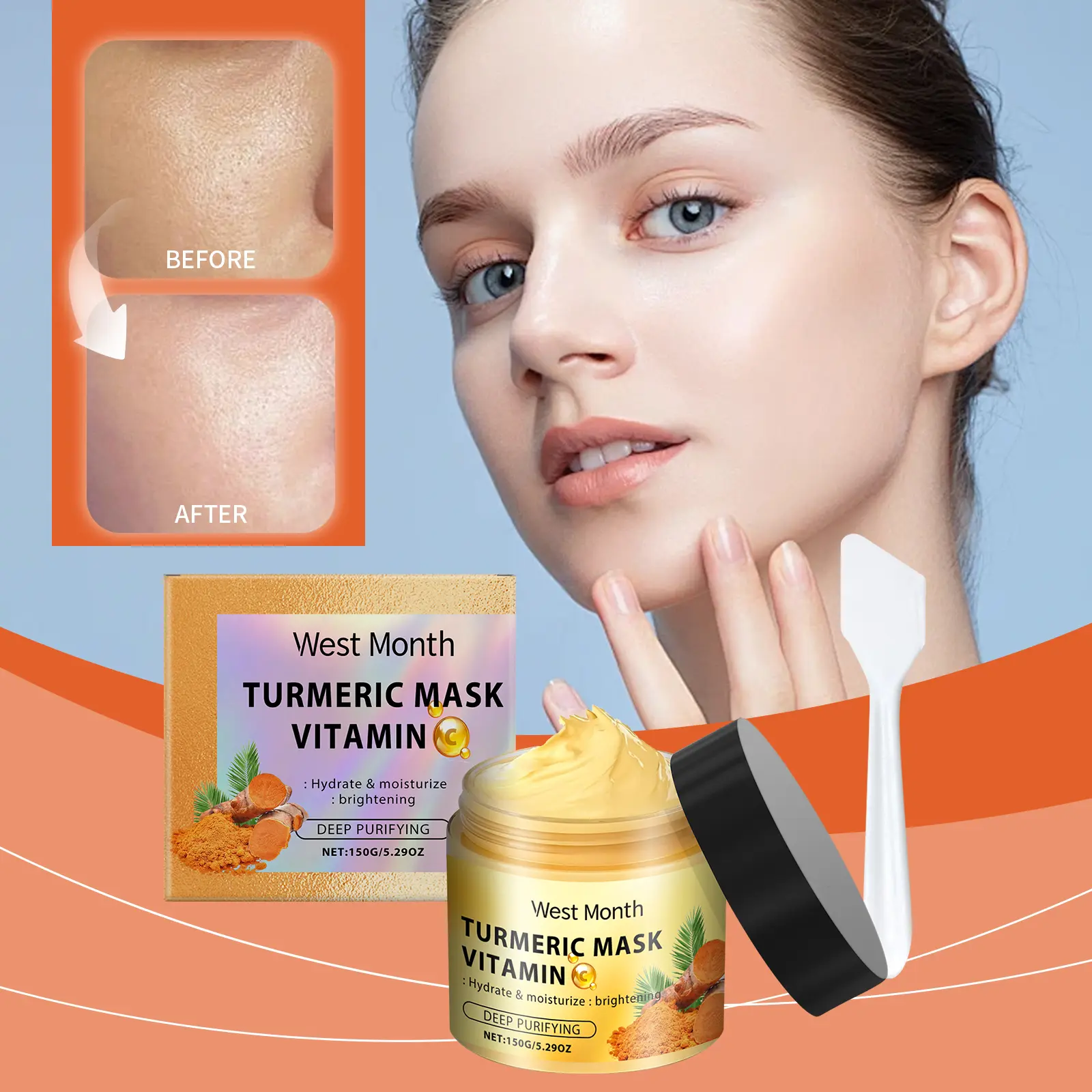 Vitamin C Turmeric Mud Mask for Brightening & Oil Control - West&Month 2 vitamin c turmeric mud mask cleansing firming West Month 131 2752