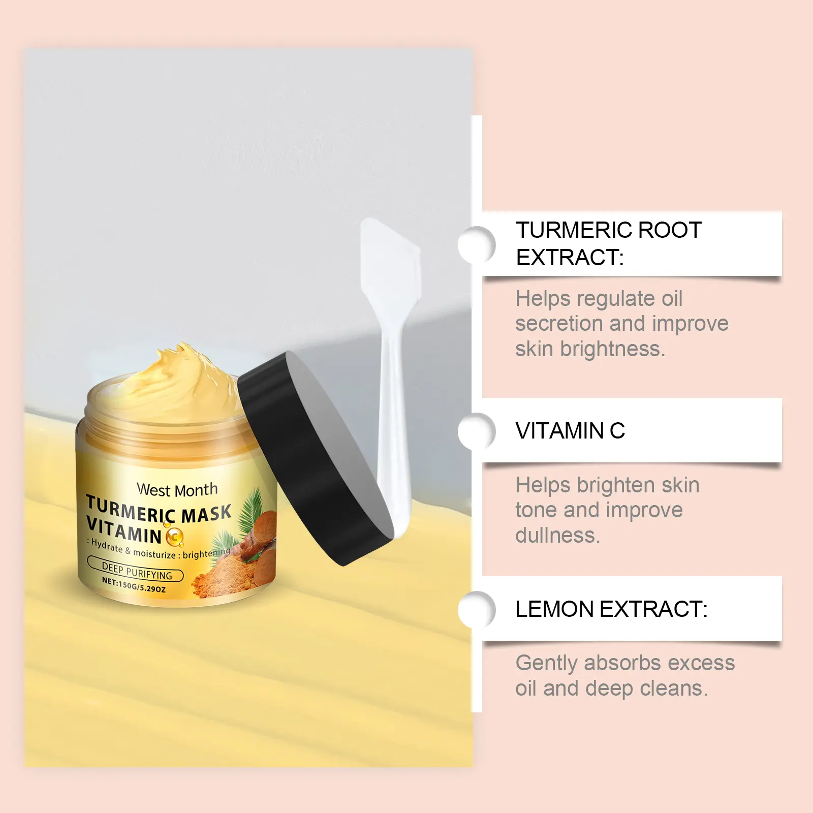 Vitamin C Turmeric Mud Mask for Brightening & Oil Control - West&Month 5 vitamin c turmeric mud mask cleansing firming West Month 131 2753