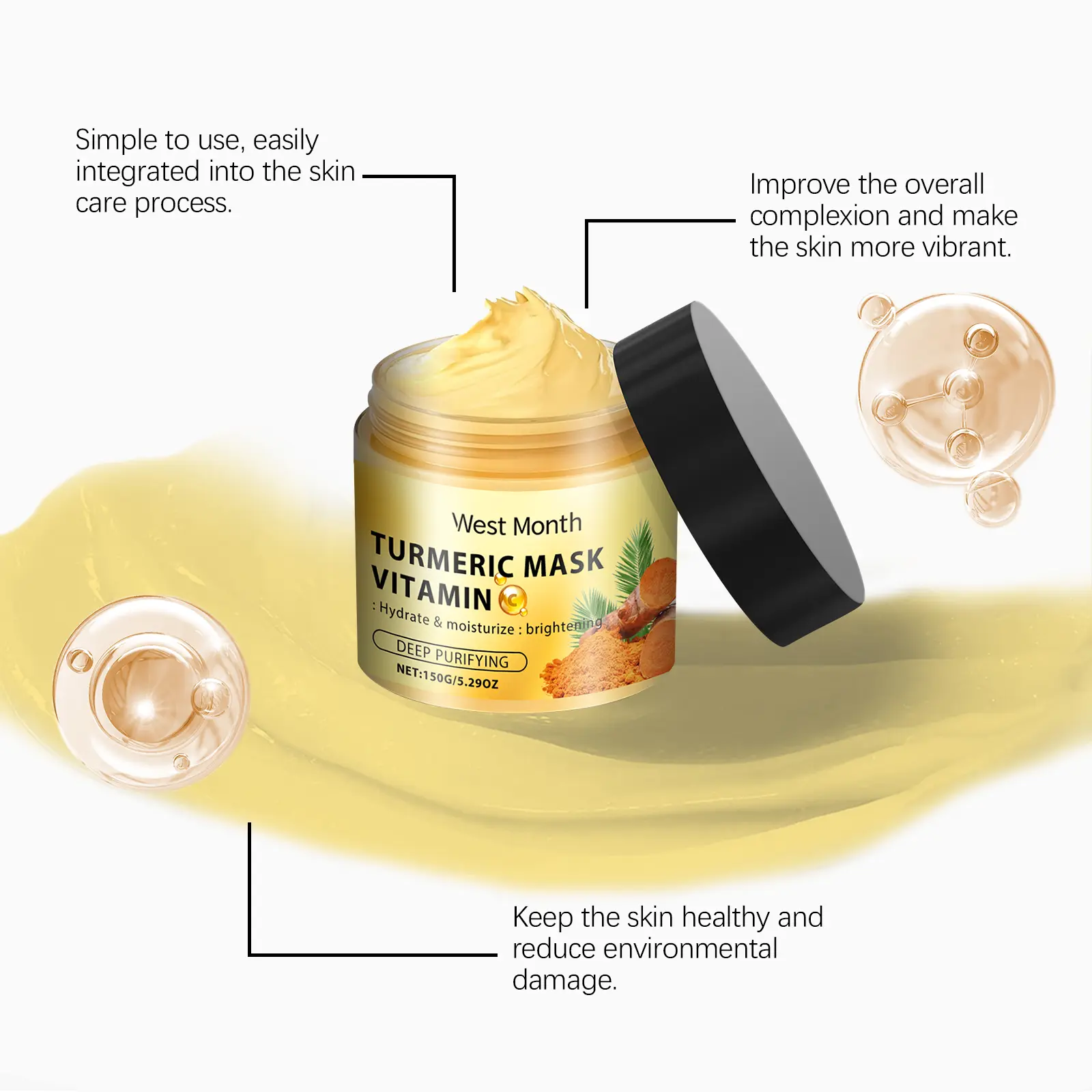Vitamin C Turmeric Mud Mask for Brightening & Oil Control - West&Month 7 vitamin c turmeric mud mask cleansing firming West Month 131 2755