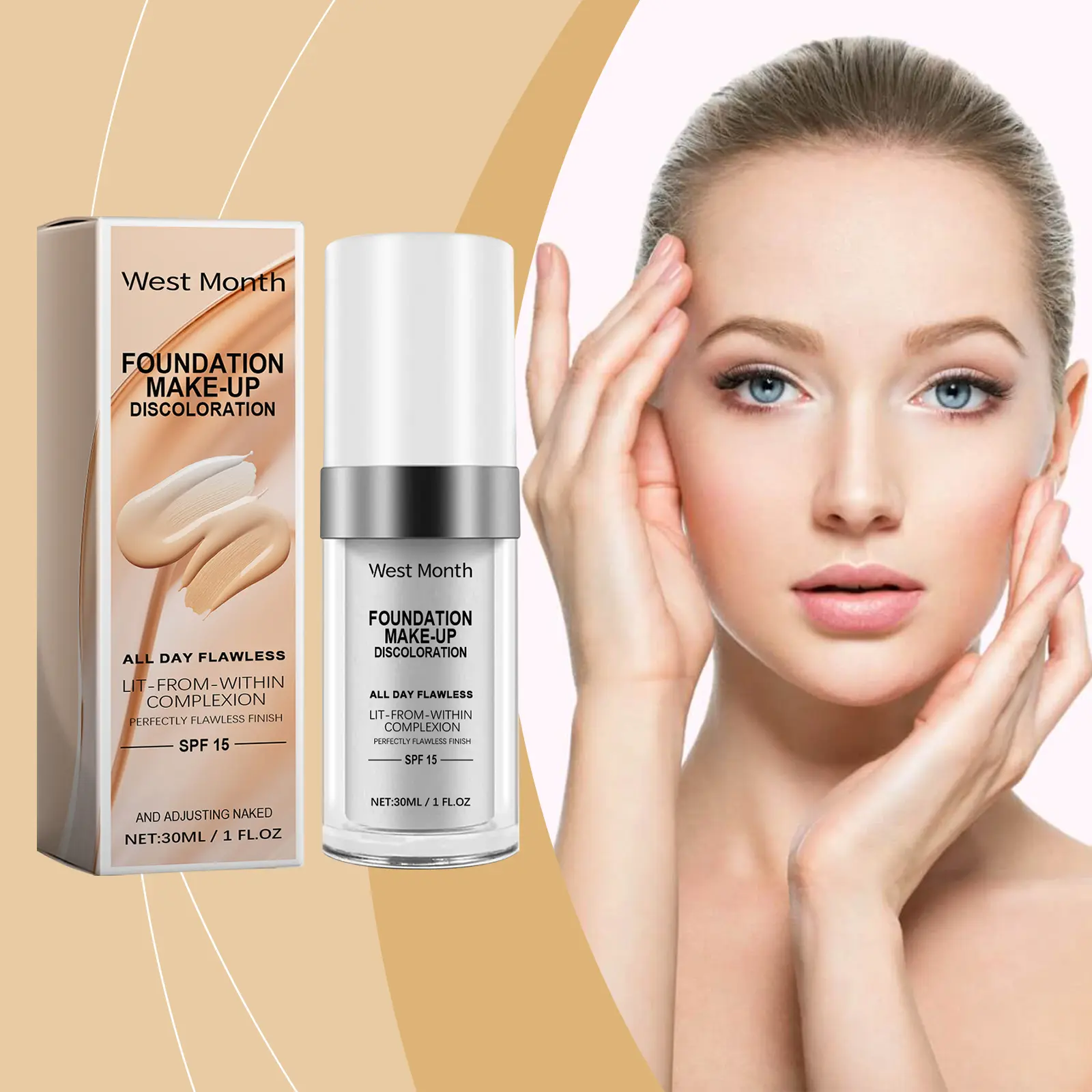 Warm Change Foundation Long-Lasting Moisturizing Concealer - West&Month 2 warm change concealer liquid foundation West Month 060 1862