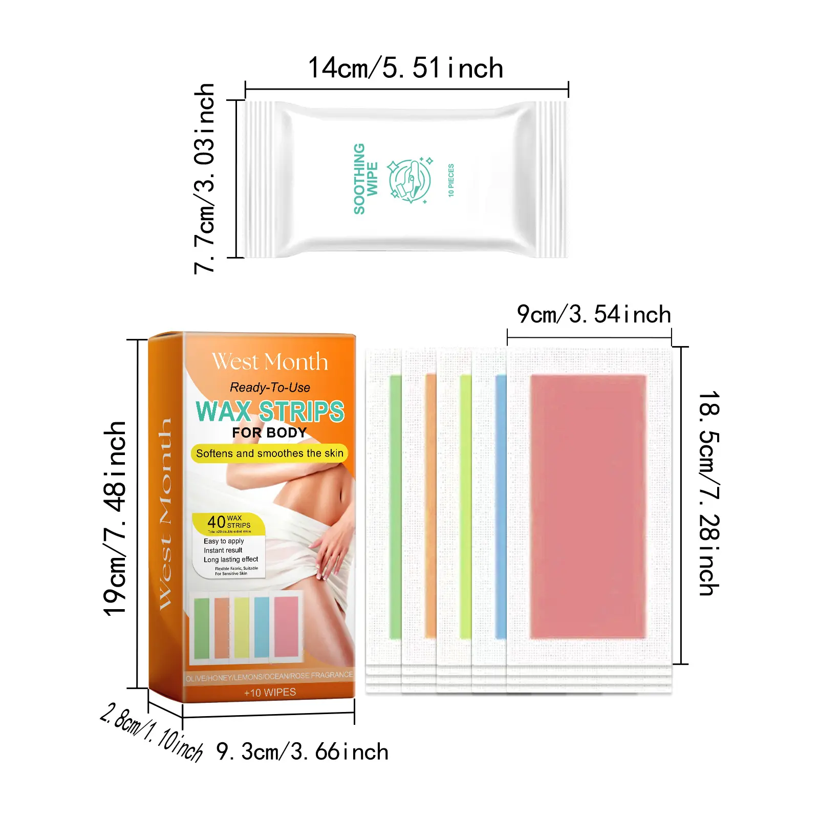 Hair Removal Wax Strips for Body Gentle & Non-Irritating West&Month 1 waxed hair removal paper gentle full body smooth West Month 430 6658