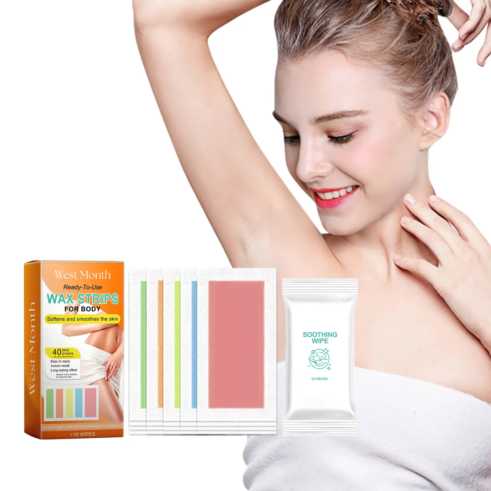 Hair Removal Wax Strips for Body Gentle & Non-Irritating West&Month 7 waxed hair removal paper gentle full body smooth West Month 430 6664