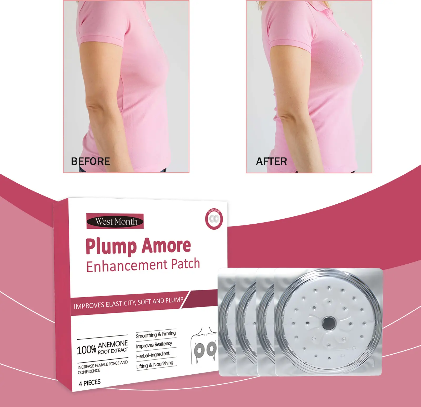 Women's Chest Patch - Invisible Breathable Support - West&Month 2 women's chest patch support nourish invisible breathable West Month 483 7404