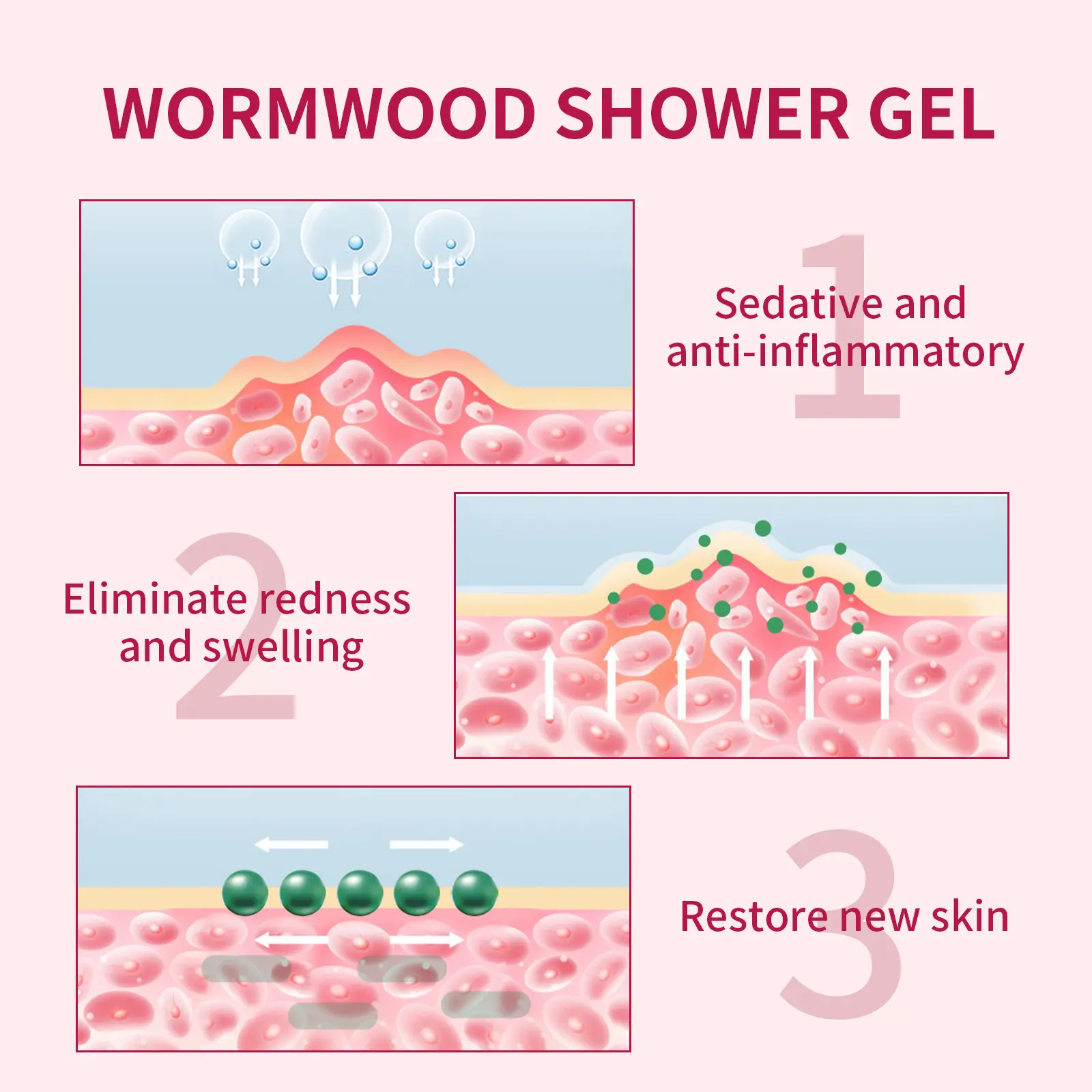 Wormwood Body Wash for Acne-Prone Skin - Moisturizing & Refreshing | West&Month 7 wormwood body wash clean acne moisturize refresh West Month 501 7672